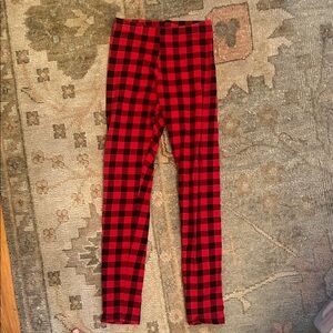 Old Navy Kids Red and Black Plaid Leggings